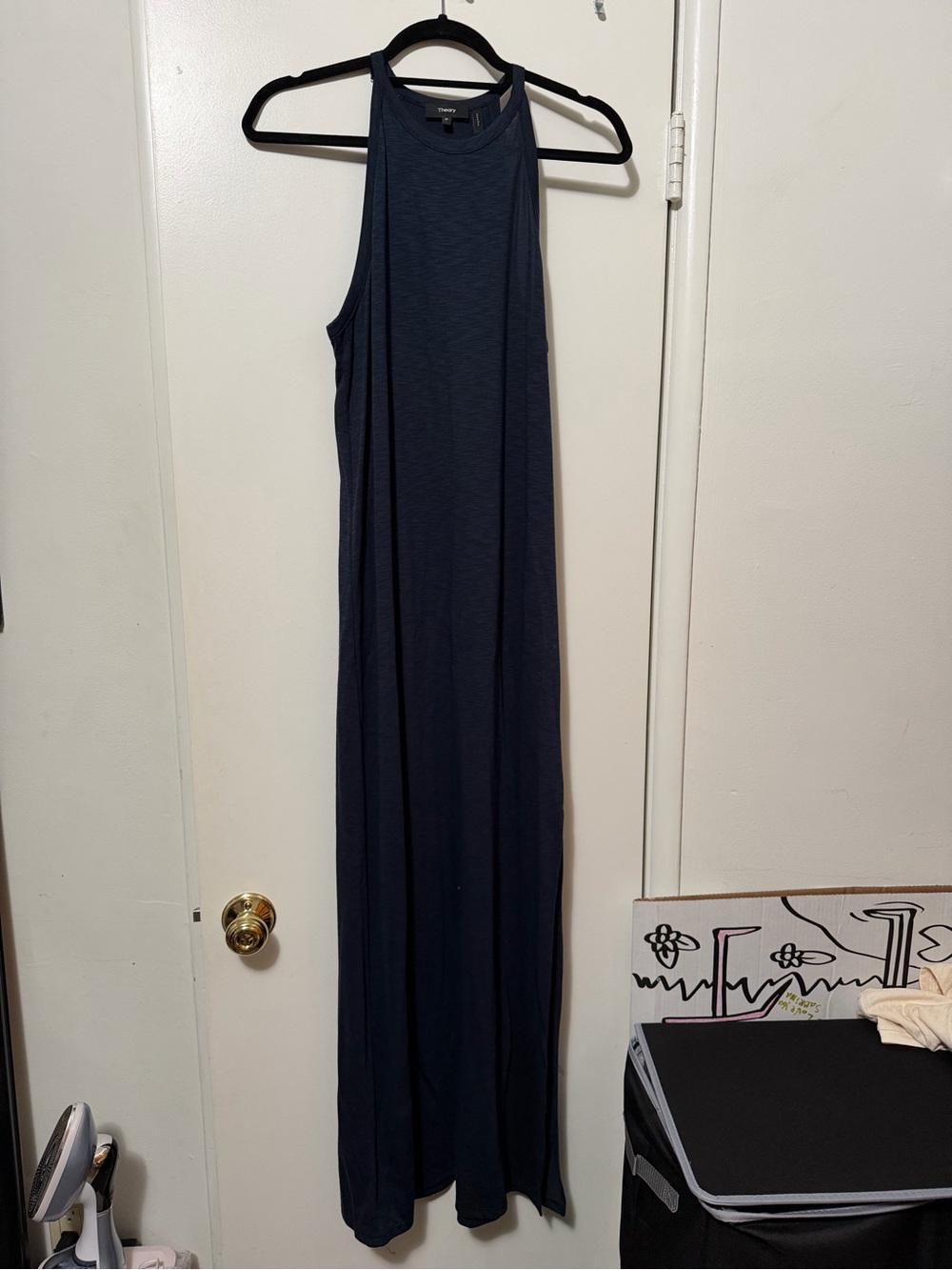 Theory Navy High-Neck Maxi Dress